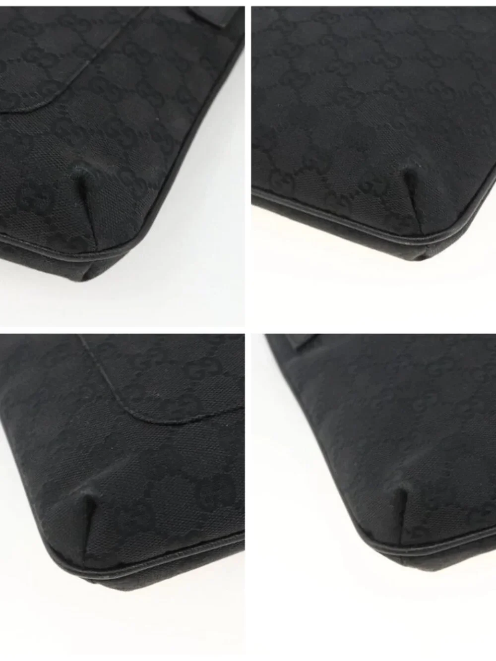 GUCCI GG Canvas Shoulder Bag Black Silver 122793 Auth BAZ206A